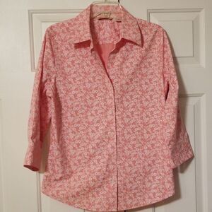 Eddie Bauer floral 3/4 sleeve button down